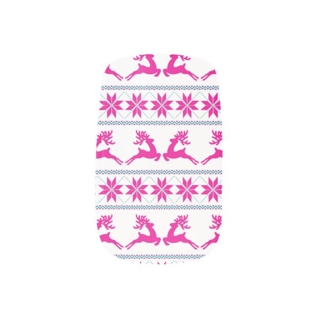 Pink Reindeer Ugly Christmas Sweater Minx Nail Wraps (Right Thumb)
