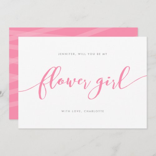 Pink Relax Script Will You Be My Flower Girl Invitation