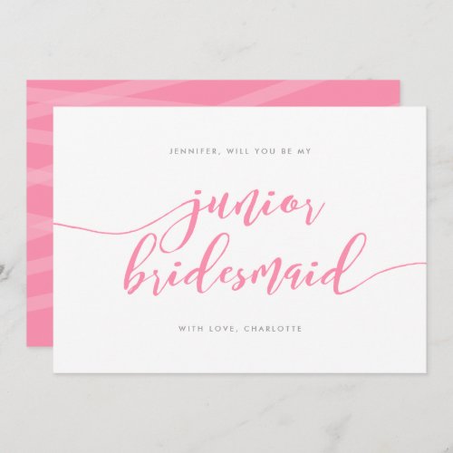 Pink Relax Script Will You Be My Junior Bridesmaid Invitation