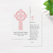 Pink Religious Cross First Communion Prayer Card (Desk)