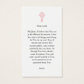 Pink Religious Cross First Communion Prayer Card (Back)