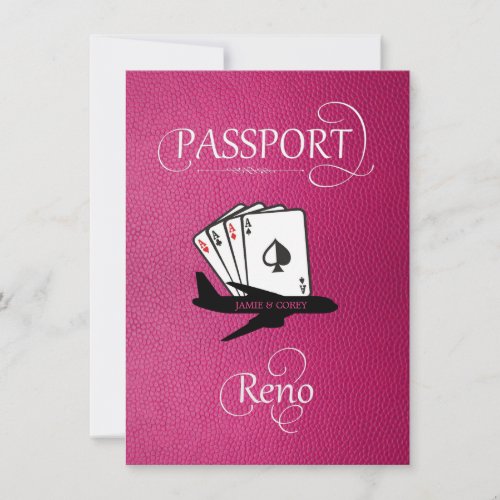Pink Reno Passport Save the Date Card