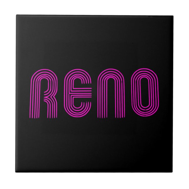 Pink Reno Sign Ceramic Tile (Front)