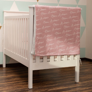 Pink Repeating Name Monogram Girl Baby Blanket