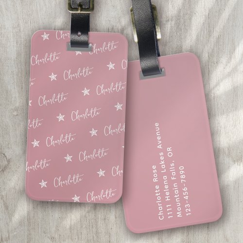 Pink Repeating Name Monogram  Luggage Tag