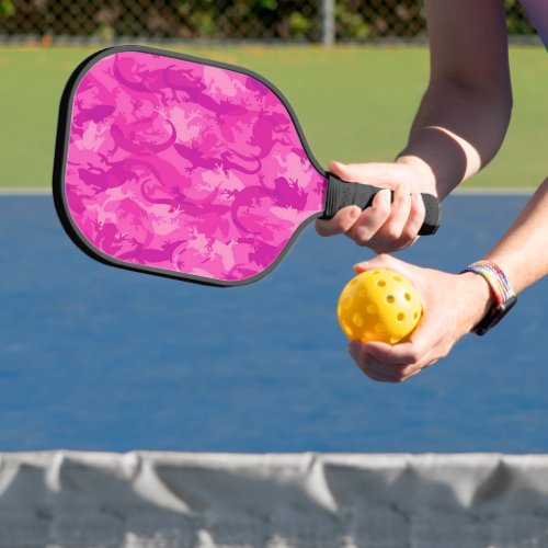 Pink Reptile Camouflage Pickleball Paddle