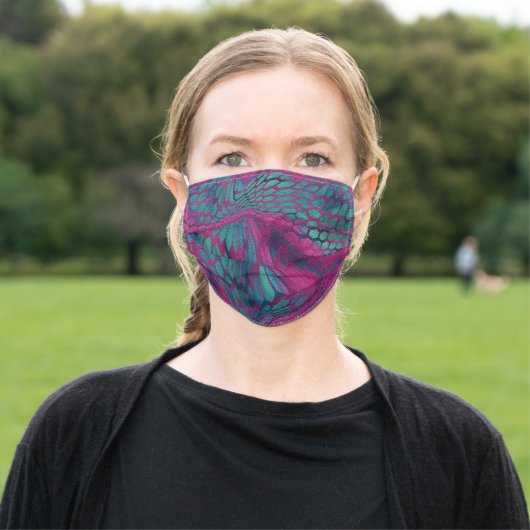 pink reptile, dragon, snake, camouflage skin adult cloth face mask (Outside)