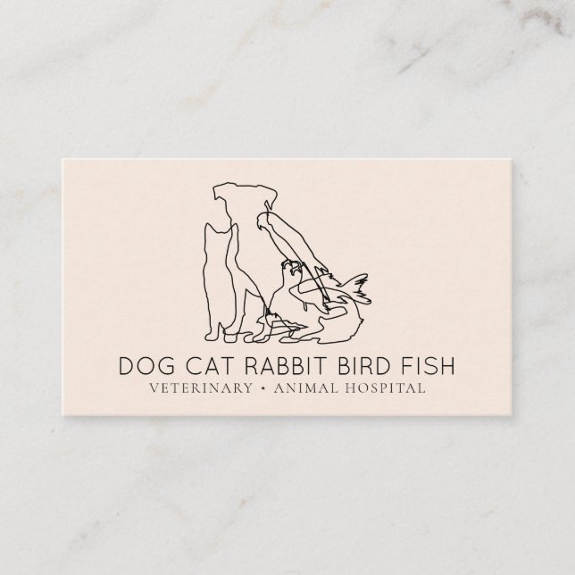 Pink Rescue Veterinary Dog cat fish rabbit bird Business Card (Front)