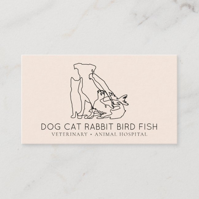 Pink Rescue Veterinary Dog cat fish rabbit bird Business Card