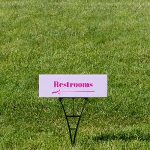Pink Restrooms Arrow Direction Small Sign