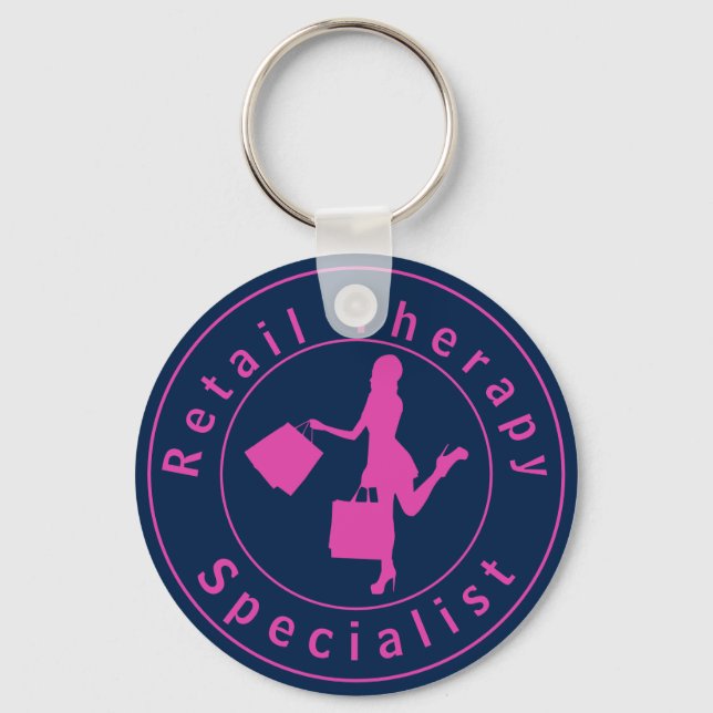 Pink Retail Therapy Specialist Keychain (Front)
