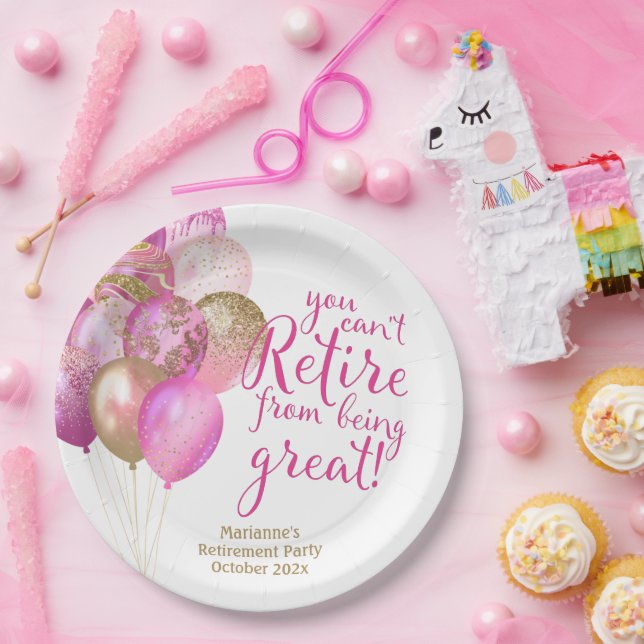 Pink Retirement Funny Quote Paper Plates (Party)