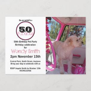 Pink Retro 50 & Fabulous Pet Party Birthday Invitation