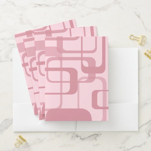 Pink Retro 60s 70s Abstract Pattern Pocket Folder