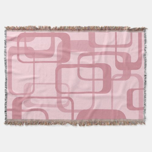 Pink Retro 60s 70s Abstract Pattern Throw Blanket