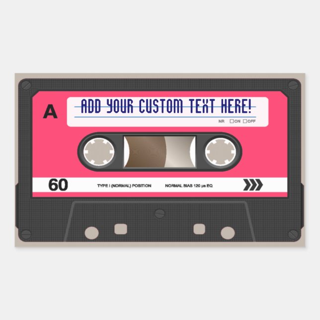 Pink Retro 80s Cassette Tape Personalized Sticker (Front)