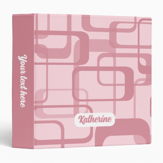 Pink Retro Abstract Pattern 3 Ring Binder (Front/Spine)