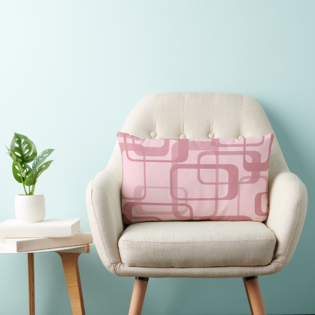 Pink Retro Abstract Pattern Lumbar Pillow (Chair)