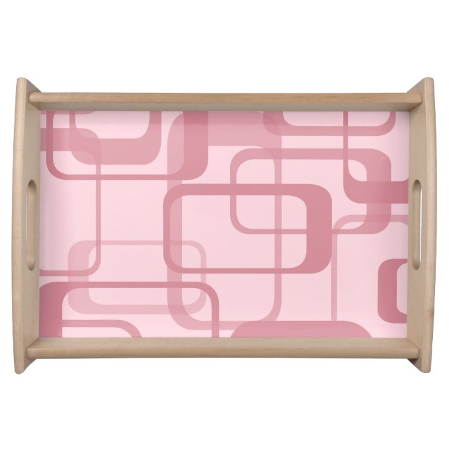 Pink Retro Abstract Pattern Serving Tray (Front)