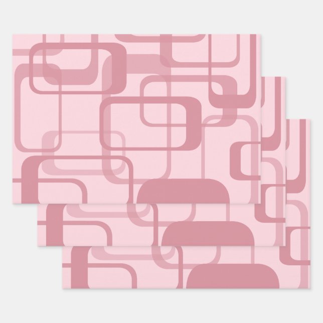 Pink Retro Abstract Pattern Wrapping Paper Sheets (Set)