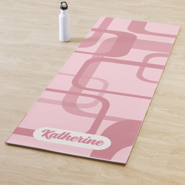 Pink Retro Abstract Pattern Yoga Mat (In Situ)