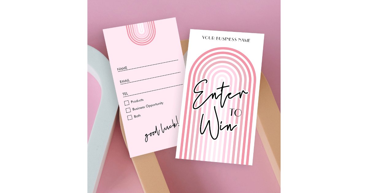 Pink Raffle Designs Pink Retro Arch Business Prize Draw Raffle Ticket | Zazzle