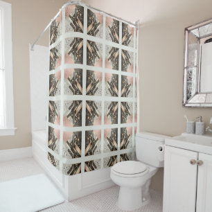 Pink Retro Art Deco Shower Curtain