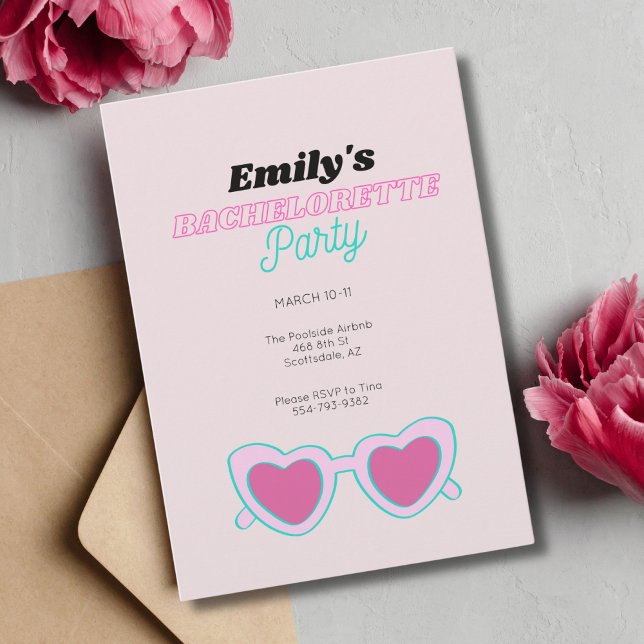 Pink Retro Bachelorette Party Invitation Itinerary (Creator Uploaded)