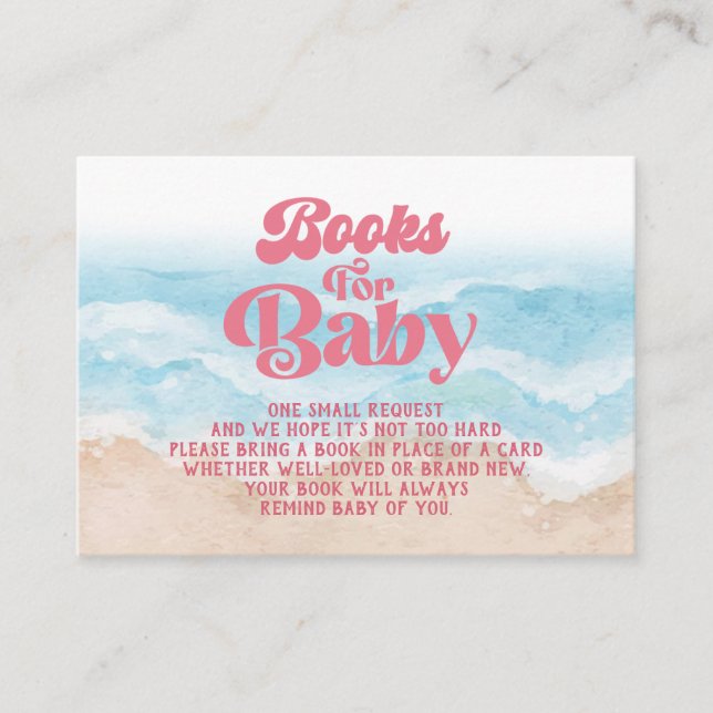 Pink Retro Beach Book Request Enclosure Card (Front)