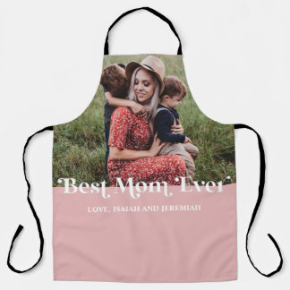 Pink Retro Best Mom Ever Custom Picture Apron