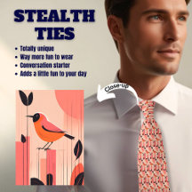 Pink Retro Bird Lover's Stealth Men's Tie
