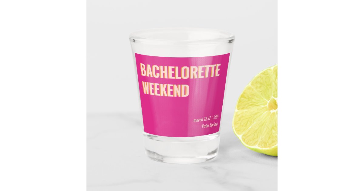Pink Retro Bold Bachelorette Party Shot Glass