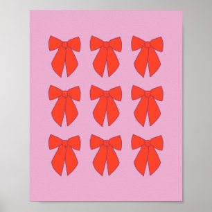 Pink Retro Bows Poster