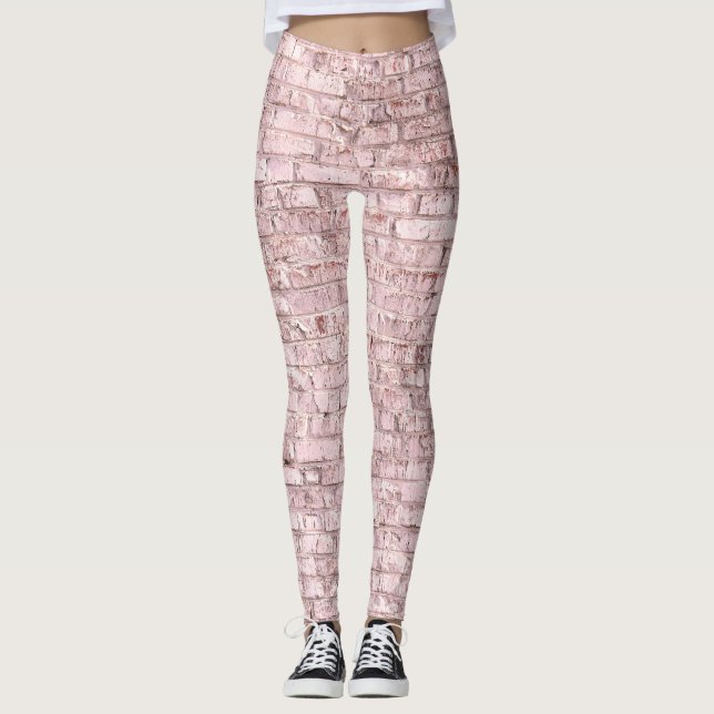 Pink Retro Brick: Saturated Abstract Leggings (Front)