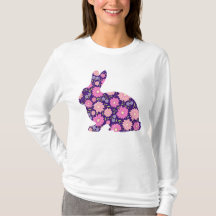 Pink Retro bunny rabbit and flowers