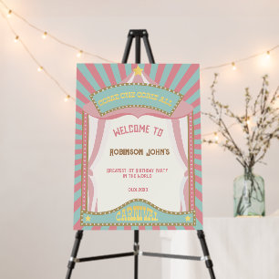 Pink Retro Carnival birthday Welcome Sign