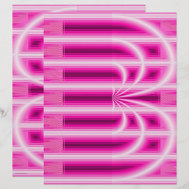 Pink Retro Cathedral Scrapbook Paper 2-Sided Page (Front/Back)