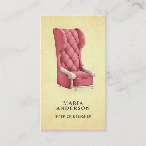 Pink Retro Chair Furniture Store Interior Designer Business Card