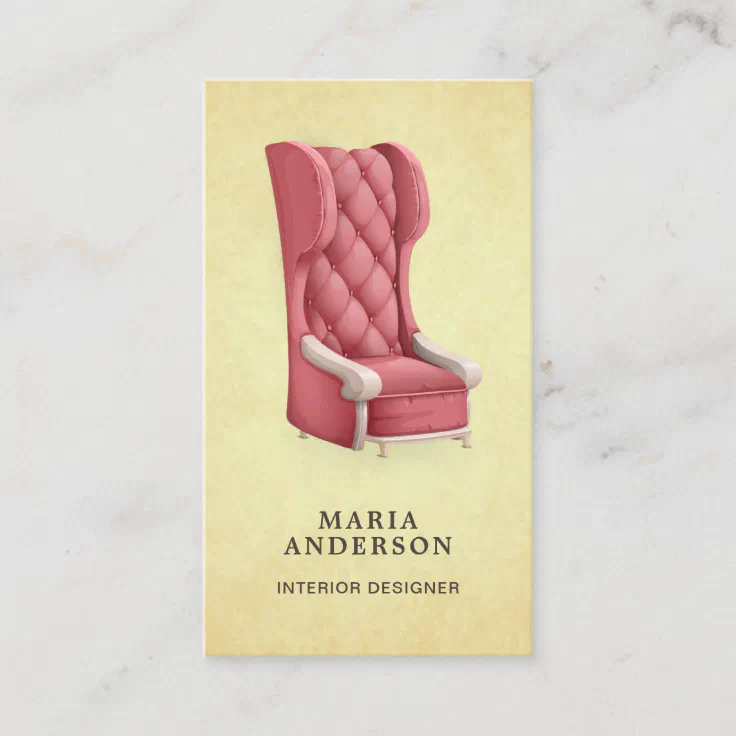 Pink Retro Chair Furniture Store Interior Designer Business Card | Zazzle