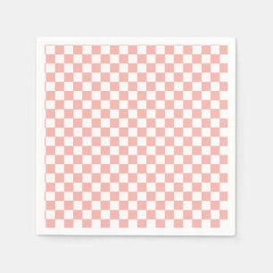 Pink Retro Checker birthday Napkins