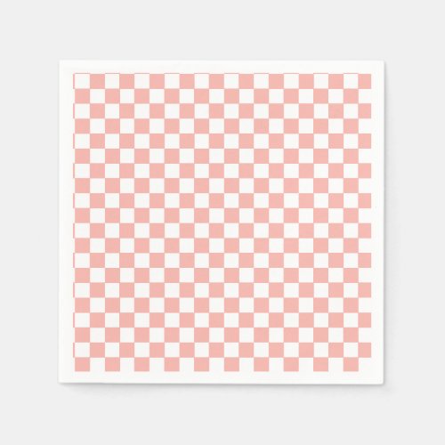 Pink Retro Checker birthday Napkins