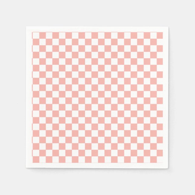 Pink Retro Checker birthday Napkins (Front)