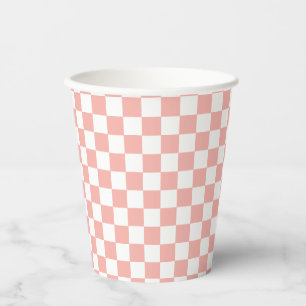 Pink Retro Checker birthday Paper Cups