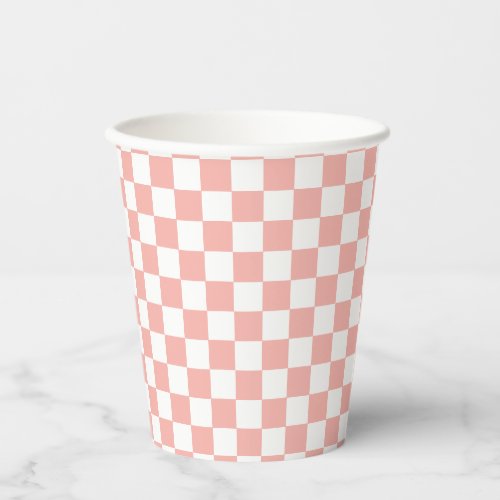 Pink Retro Checker birthday Paper Cups