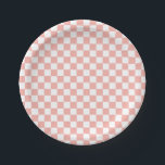Pink Retro Checker birthday Paper Plates<br><div class="desc">Retro checker print Birthday party plates in pink</div>