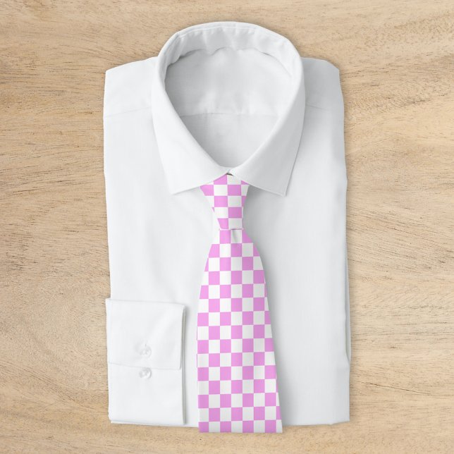 Pink Retro Checkerboard Neck Tie (Creator Uploaded)