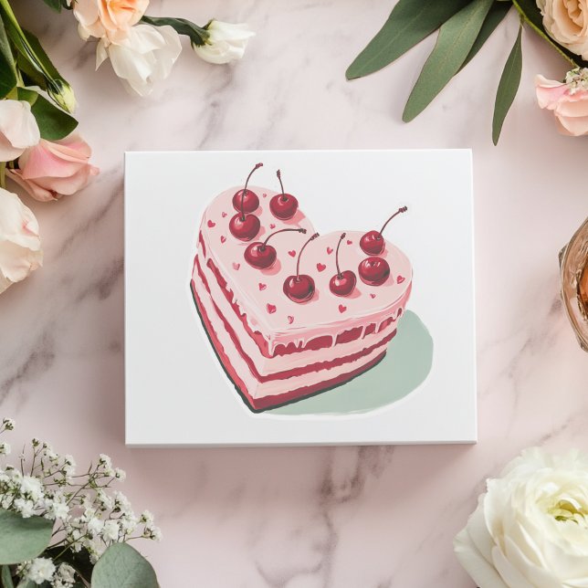 Pink Retro Cherry Cake Hearts Sticker (Creator Uploaded)