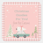 Pink Retro Christmas Baking Goodie Treats  Square  Sticker