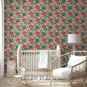 Pink Retro Christmas Donuts Pink Tartan Plaid Wallpaper