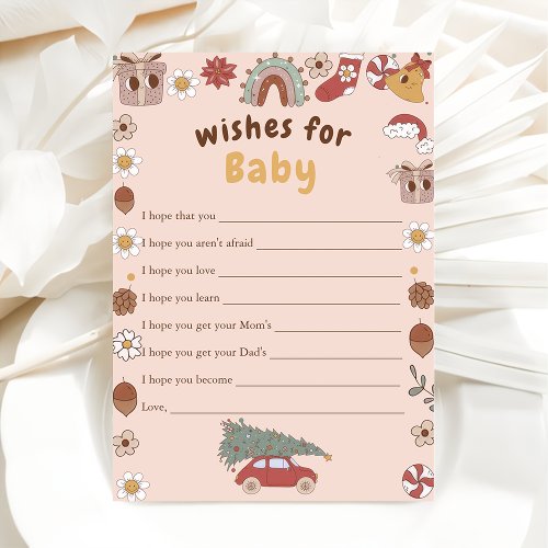 Pink Retro Christmas Tree  Wishes for Baby Game Invitation
